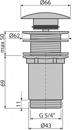 Донный клапан сифона для умывальника AlcaPlast A395