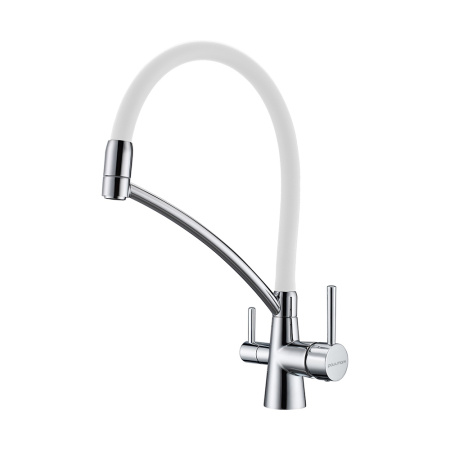 Смеситель для кухни Paulmark SIЕGEN Si213111-CRw, хром/белый