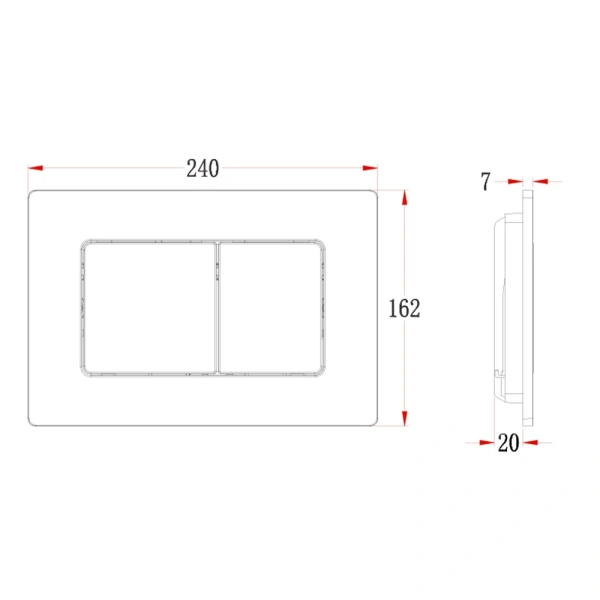 Кнопка смыва Veconi FLUSH V9, FLV9-W, 237х159х6, нержавеющая сталь, белый матовый