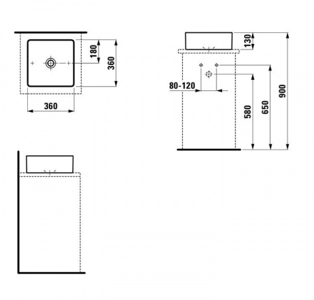 Умывальник Laufen Living 8114334001121 36x36x13