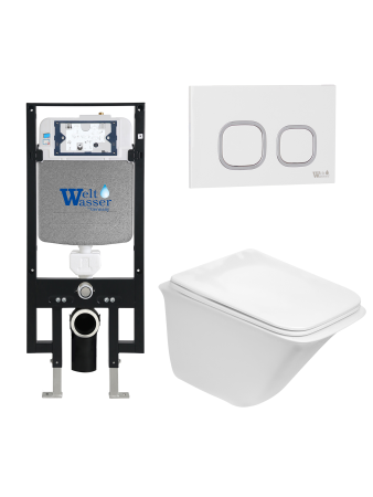 Унитаз с инсталляцией WeltWasser AMBERG 497 + ROTBACH 004 GL-WT + AMBERG RD-WT