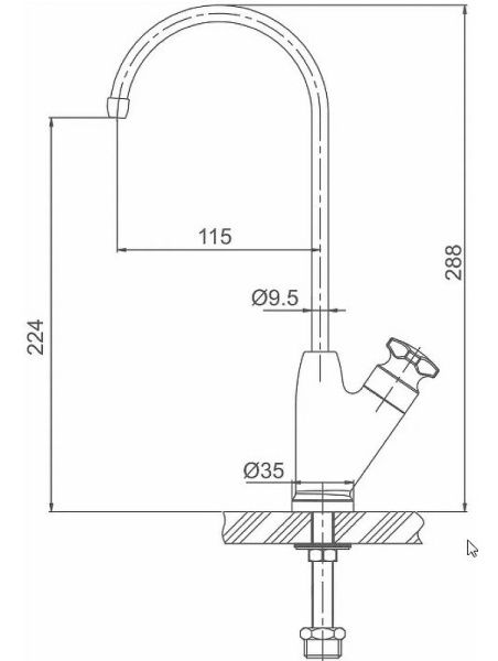 Кран для одного типа воды Gappo G1052-50 нержавеющая сталь