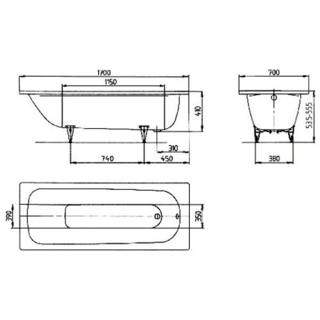 Стальная ванна Kaldewei SANIFORM PLUS 170х70 (363-1) с самоочищающимся покрытием