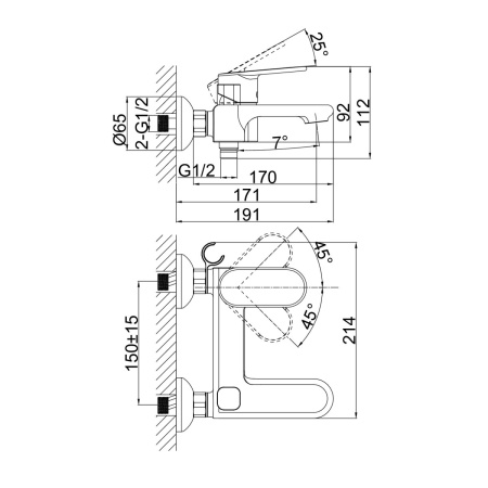 Смеситель для ванны D&K Rhein DA1313201, хром