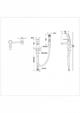 Смеситель для раковины с гигиеническим душем Bravat Stream F13783C-3, хром