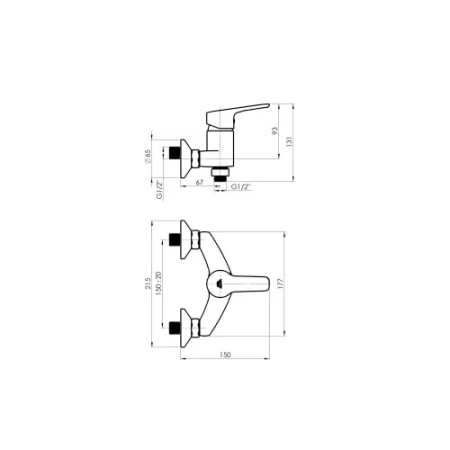 Смеситель для душа Rubineta Uno-12 (BK2) N200661, черный