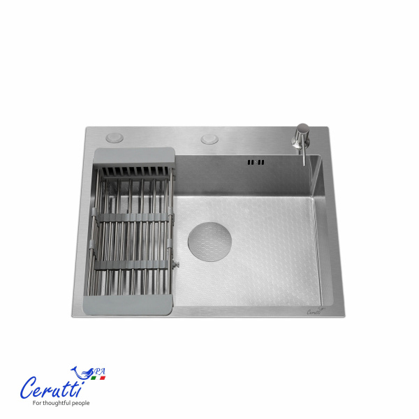 Мойка GLORIA50 nano embos (матовый хром) кухонная из нержавеющей стали (500х500х220) Ceruttispa