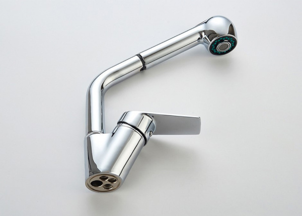 Смеситель для мойки Accoona А5410 с вытягивающейся лейкой, хром