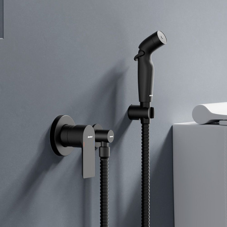 477510300 Apollo Смеситель Damixa монтируемый в стену с гигиеническим душем, черный