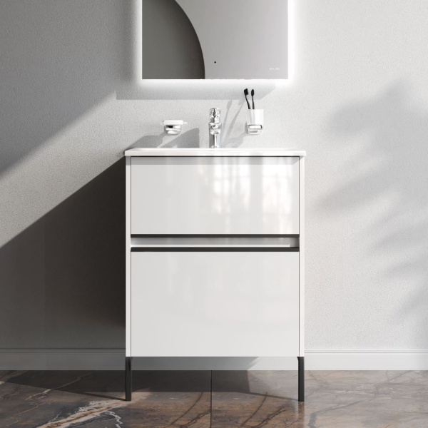 M7BFUX0602WG Sense База под раковину AM.PM, универсальная, 60 см, 2 ящика, белый глянец