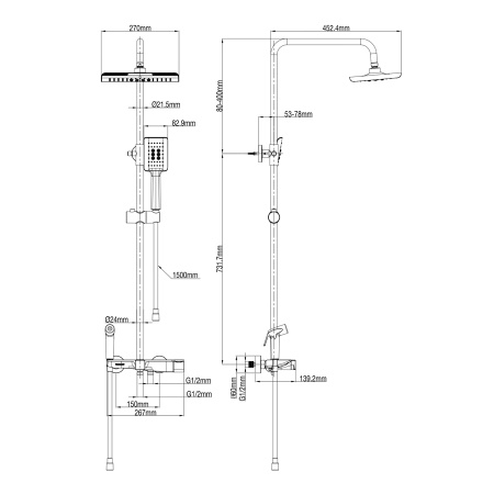 Душевая система с термостатом WONZON & WOGHAND, Белый матовый (WW-B3310-MW)