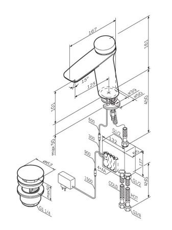 Смеситель для раковины AM.PM Inspire 2.0 F50A82400 электронный, TouchReel, с донным клапаном