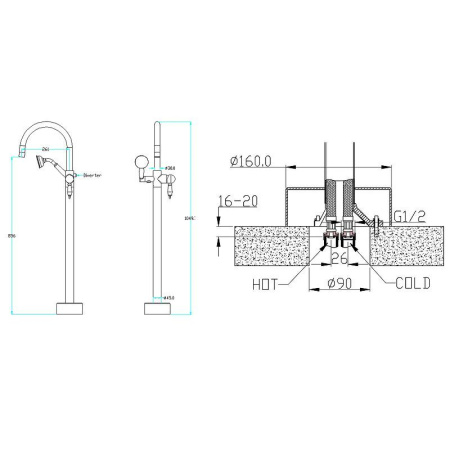 Смеситель для ванны Boheme Imperiale 289 Золото