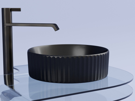 Умывальник чаша накладная круглая Ceramicanova Element 360*360*115мм, черный матовый, CN6057MB