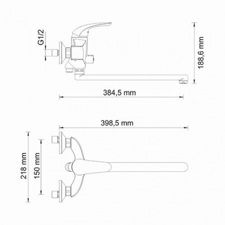 Смеситель для ванны с длинным изливом Wasserkraft Rossel 2802L