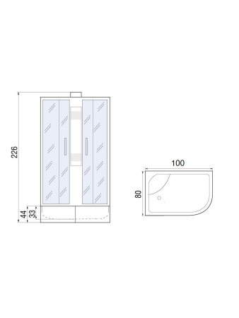 Душевая кабина River NARA Б/К XL 100/80/44 MT L 1000х800х2260мм