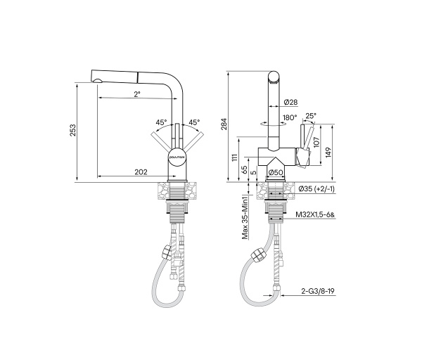 Смеситель для кухни Paulmark DOSSE Do214418-GM, вороненая сталь