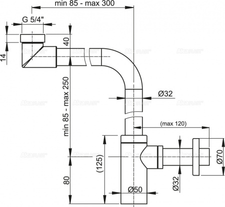 Сифон для умывальника AlcaPlast A403