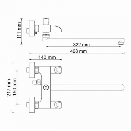 Смеситель для ванны с длинным изливом Wasserkraft Lossa 1202L