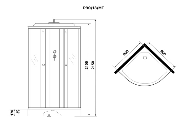 Душевая кабина Niagara Promo P90/13/MT (90х90х215) 3 места