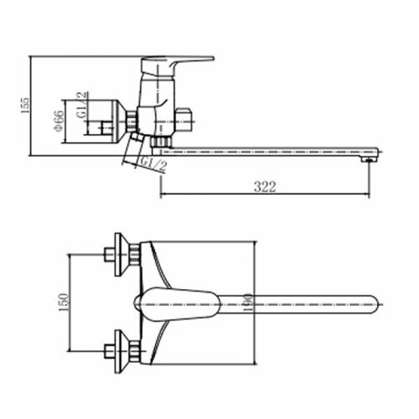 Смеситель для ванны FASHUN A2256, хром