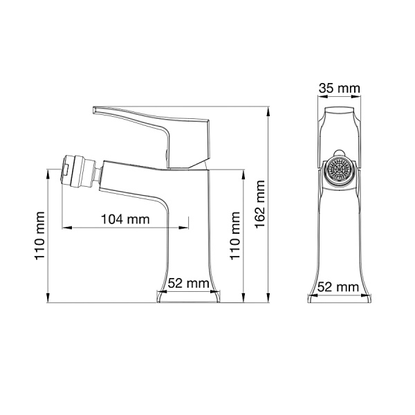 Смеситель для биде WONZON & WOGHAND, Черный матовый (WW-88016072-MB)