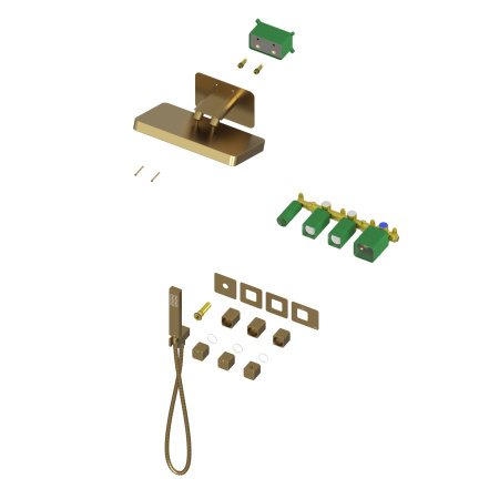 Встраиваемая душевая система с термостатом TIMO Petruma SX-5249/17SM, матовое золото