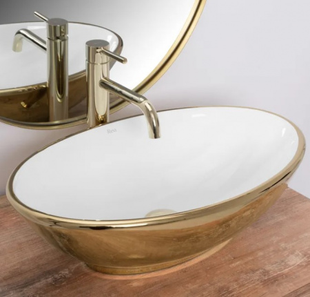 Умывальник Rea Pamela Gold White U6345