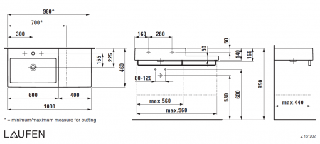 Умывальник Laufen Living City 8184320001091 100x46x14