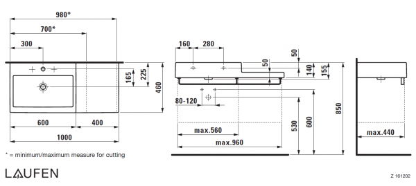 Умывальник Laufen Living City 8184320001091 100x46x14