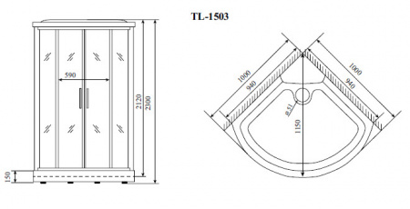 Душевая кабина Timo Lux TL-1503 102x102x230