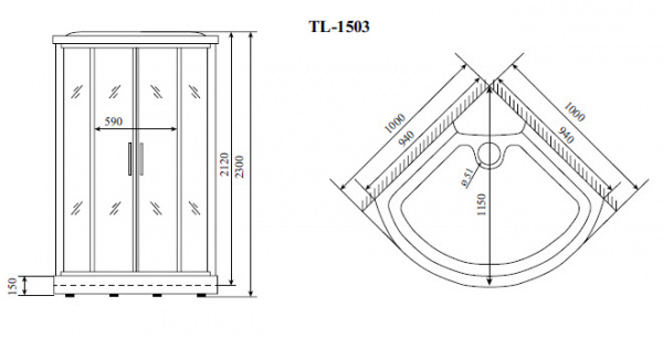 Душевая кабина Timo Lux TL-1503 102x102x230