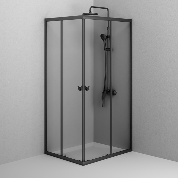 W87G-403-10080-BT Sunny Душевое ограждение AM.PM прямоугольное, раздвижн двери 100x80 черный,стекло прозрачн