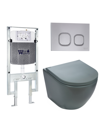 Комплект инсталляции с унитазом Weltwasser AMBERG 497 ST + MERZBACH 043 MT-GR + AMBERG RD-CR