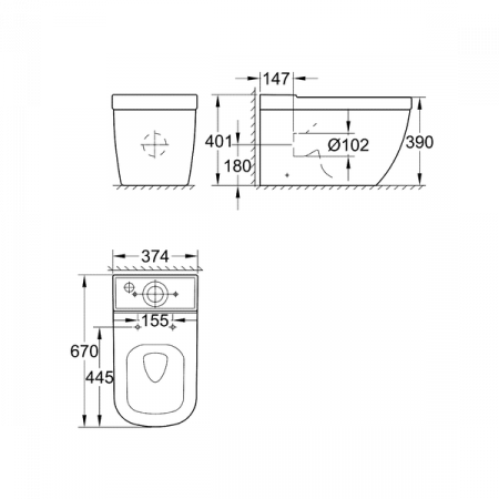 Чаша напольного унитаза Grohe Euro 39338000