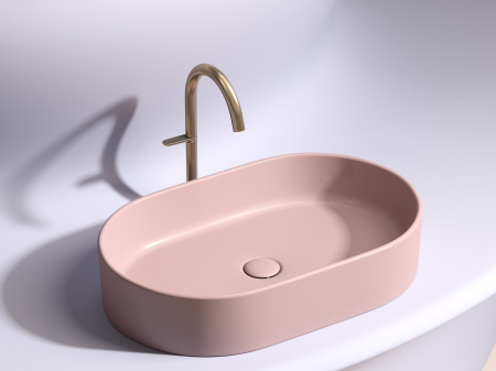 Умывальник чаша накладная овальная Ceramicanova Element 608*385*122мм, Розовый матовый, CN6048MP