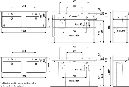 Умывальник Laufen Pro S 8149684001041 130x46x9