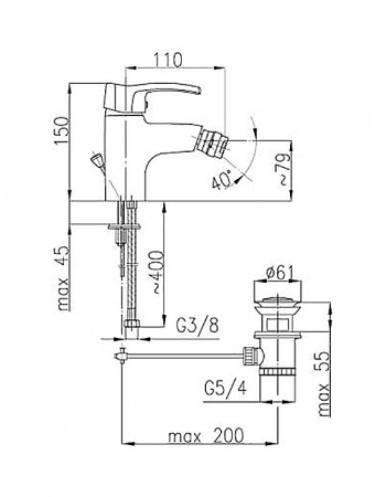 Смеситель для биде Armatura Kwarc 4207-014-00 с донным клапаном