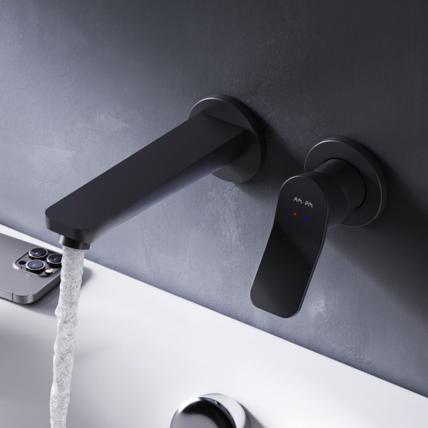 F85A72622 X-Joy, Смеситель для умывальника AM.PM монтируемый в стену, чёрный