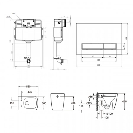 Комплект инсталляции и унитаза 4 в 1 Lavinia Boho Relfix Aveo Rimless 77060261