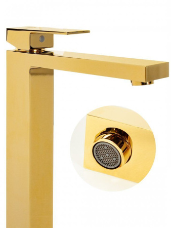 Cмеситель для раковины Высокий Hansberge H2070 Золото Глянец