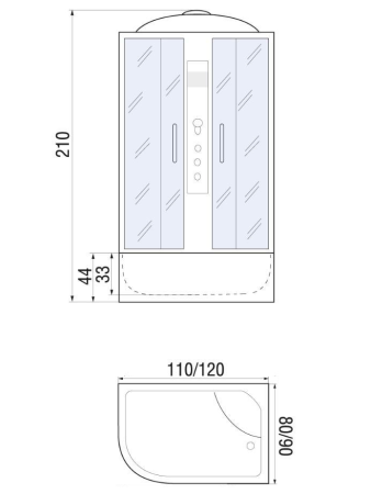 Душевая кабина River DUNAY 120/80/44 R MT 1200х800х2100мм