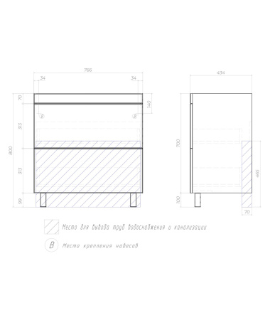 Тумба под раковину напольная VIGO Land tn.LAN.COM.80.2Y, 80 см