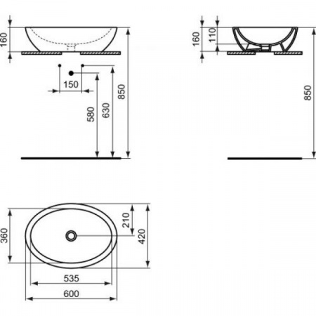 Умывальник Ideal Standard Strada K078401 60x42 см