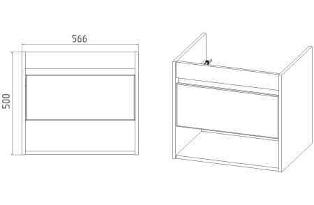 Тумба VIANT "Бостон" COMO 60 1 ящик подвесная  430х560х500 (VBOS60CO-T1YP)