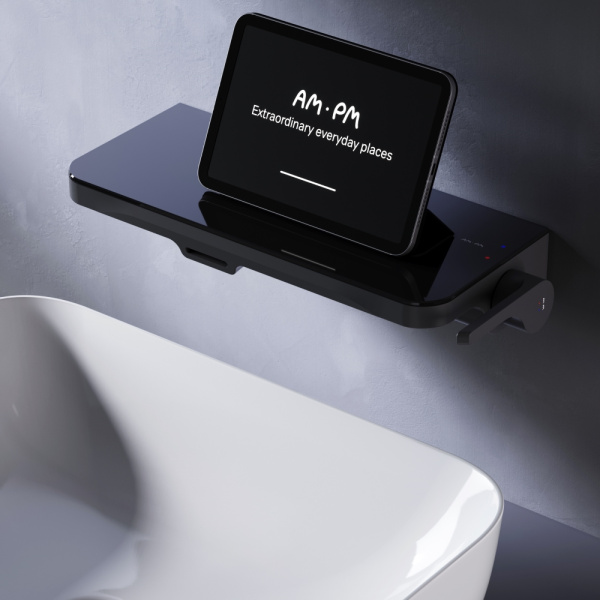 F8F72722 Func Встраиваемый смеситель на раковину АМ.РМ с полкой и каскадным изливом, черный