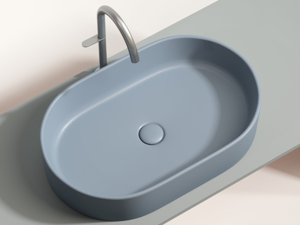 Умывальник чаша накладная овальная Ceramicanova Element 608*385*122мм, Серо-голубой матовый, CN6048MHL