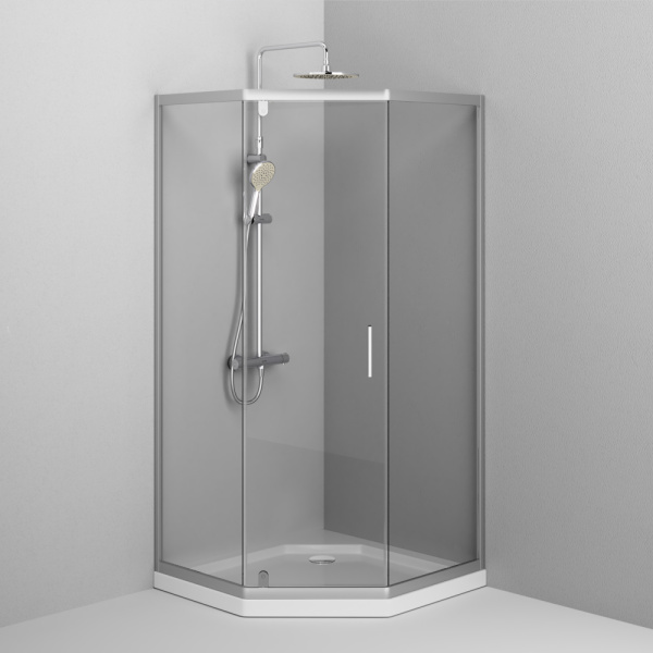 W90G-405-090MT Душевое ограждение AM.PM Gem 5-corner Pivot 90x90 стекло прозрачное, профиль матовый хром