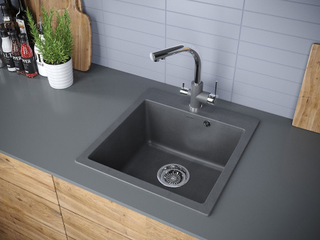 Мойка Paulmark KANTE 50 PM105152-DG 520х510х200 мм, IT-GRANIT, графит