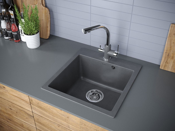 Мойка Paulmark KANTE 50 PM105152-DG 520х510х200 мм, IT-GRANIT, графит
